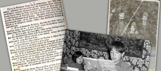 Kollage av riksdagens beslut om religionsfrihet 1779, foto på läsande barn i Sveriges första skola för romer och porträttbild av de samiska rättighetskämparna Elsa Laula, Torkel Tomasson Stemp och Johan Enok Nilsson