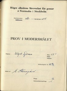 Vilgot Sjömans studentuppsats från Norra Latin 1945