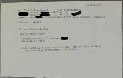 Ansökan om placering av barn på Stigbo barnhem från 1938-1939.