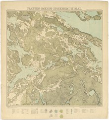 Trakten omkring Stockholm i 9 blad 1861 – kartblad 9 ”Sydöstra bladet”, översett 1893