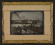 Daguerreotyp med utsikt från Östermalm över Blasieholmen mot Kungliga Slottet.
