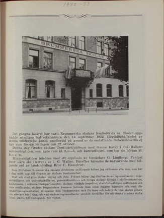 Årsberättelse 1932-1933 Brummerska skolan