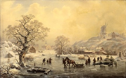 Issågning på Hammarby sjö 1864.