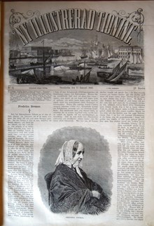 Fredrika Bremer. Nekrolog med porträtt i Ny Illustrerad Tidning, nr 2 den 13 januari 1866