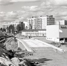 Arbete vid tunnelbanestationen i Hagsätra år 1960