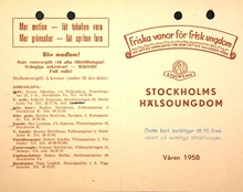  "Friska vanor för frisk ungdom" - Stockholms hälsoungdoms programblad 1958