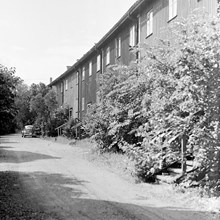 Skånegatan 12-14. Nödbostäder uppförda 1917 inför rivning. Nuvarande Rosenlundsparken