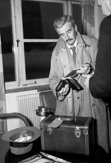 Porträtt av årets Nobelpristagaren i litteratur, William Faulkner, på Bromma flygplats. (William Faulkner fick 1949 års reserverade nobelpris)
