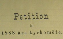 Petition till 1888 års kyrkomöte - med krav på religionsfrihet