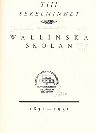 Omslagsbild Wallinska skolan