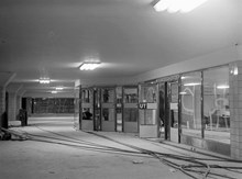 Kungsgatan/Hötorgets tunnelbanestation. Interiör i biljetthall. Den västra grenen, Hötorget-Vällingby invigdes 26.10.1952. (Stationen hette Kungsgatan 1952-1957)