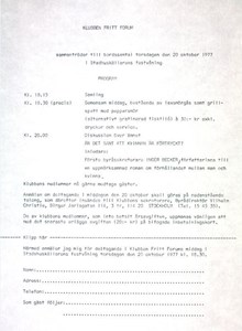 Klubben Fritt Forum - oktober 1977