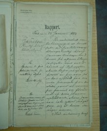 Konstapel Gustaf Adolf Jansson vid polisens prostitutionsavdelning varnas för oförstånd i tjänsten. Rapport och PM 1903