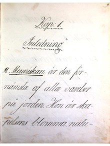 Emelie Augusta Noréen - Skrivövning om ”Anthropologi” 1839
