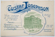 Reklamtryck. Gustaf Josephson, Speceri- konserv. delikatessaffär.
