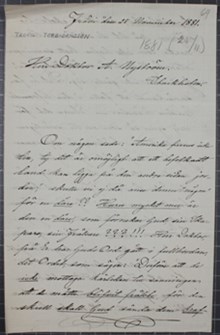 Teofil Torbiörnsson försöker övertala gudsförnekare Nyström att återvända till tron 1881