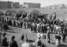 Ladugårdsgärdet. Socialdemokraternas traditionella demonstrationståg, första maj, vandrade från Humlegården till Gärdet