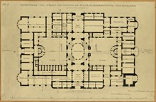 Ragnar Östbergs förslag till Rådhus från 1902, plan av bottenvåningen