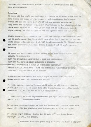 Flygblad mot FN:s miljökonferens 1972