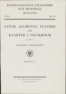 "Gator, allmänna platser och kvarter i Stockholm" 1945, årgång 11