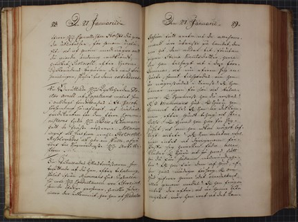 Protokoll över förhöret med pietisten Stina Knutsdotter 1738.
