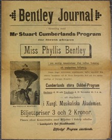 Miss Phyllis Bentley i sina märkliga demonstrationer öfver kraftens fördelning och tyngdpunktens förskjutning - programblad 1895
