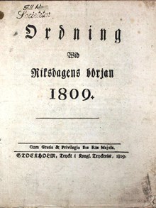 Ordning Wid Riksdagens början 1809