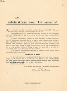 Flygblad om strejk vid Inedals tvättinrättning 1903