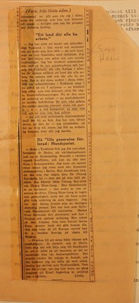 Brev till Sven Hedin från Olof Lamm rörande judarnas situation i Tyskland, januari 1939