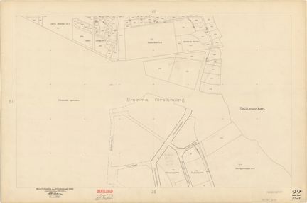 Kartan är ritad i tusch på papper som gulnat med tiden