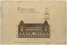 Ragnar Östbergs förslag till Rådhus från 1902, fasad mot väster