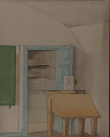 Elevteckning - interiör från ritsal