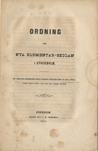 Skolordning för Nya Elementarskolan 1854