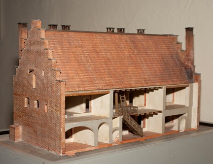 Modell av själagården på Medeltidsmuseet