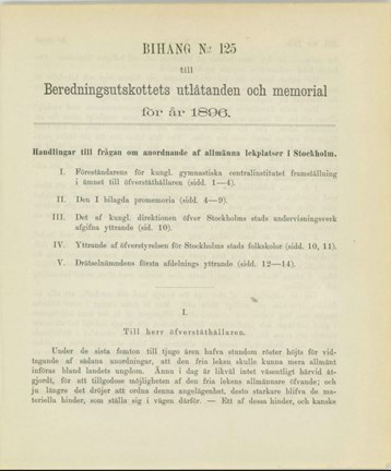 Detalj av framsidan till bihang 125 år 1896 med rubrik och innehåll