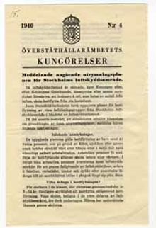 Meddelande angående utrymningsplanen för Stockholms luftskyddsområde