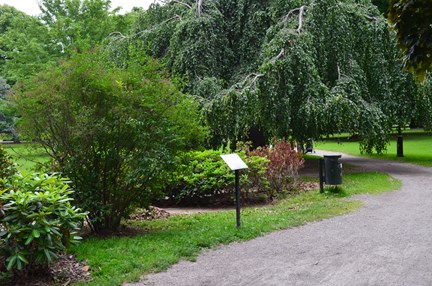 Marika Stiernstedts litterära skylt i Humlegården.