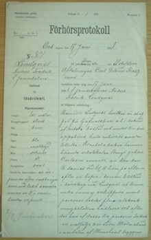 F.d. järnarbetaren Anders Fredrik Lindqvist, 36, häktad för lösdriveri 17 juni 1891 - polisförhör