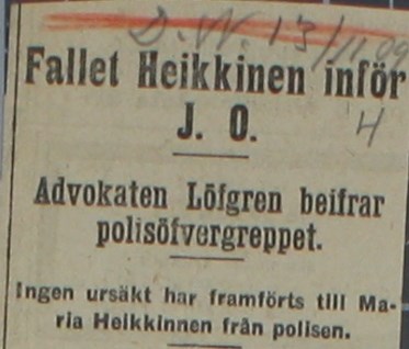 Utklipp från tidningsartikeln den 13 november