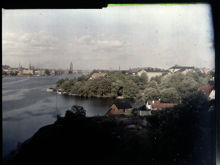 Vy över Långholmens västra del med fängelset och disponentvillan