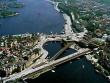 Flygbild över Gamla stan, Söderleden och Slussen