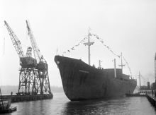 Finnboda Varv. Fartyget ""Gudmundrå"" sjösättes