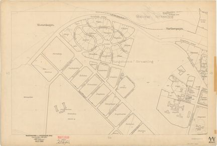 Kartan är ritad i tusch på papper som gulnat med tiden