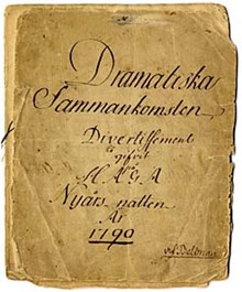 Dramatiska sammankomsten, divertissement gifvit på Haga nyårs natten år 1790 / af Bellman