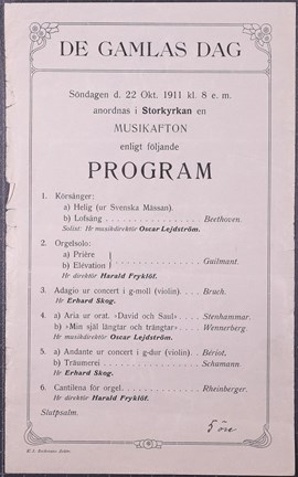 Tryck program för musikafton på De gamlas dag