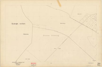 Kartan är ritad i tusch på papper som gulnat med tiden
