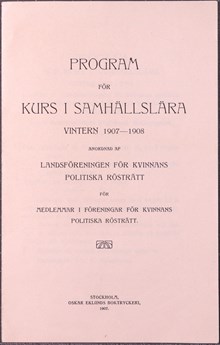 Program för kurs i samhällslära för kvinnor 1907-1908