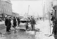 Snösmältning på Götgatan