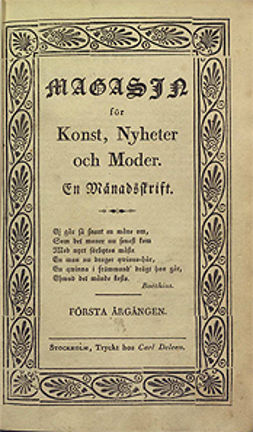 Magasin för konst, nyheter och moder : En månadsskrift. Första årgången