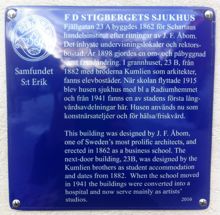 F D Stigbergets sjukhus, Fjällgatan 23 A (Stenbodarne 1), Södermalm